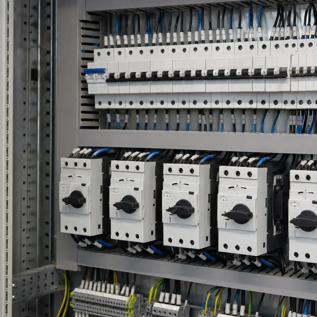 Interruptores y guardamotores de tablero eléctrico para taller