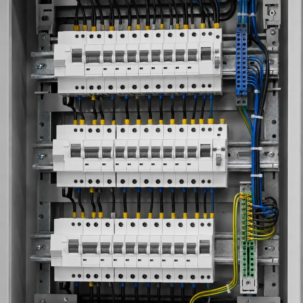 Interruptores y protecciones de tablero eléctrico para edificios