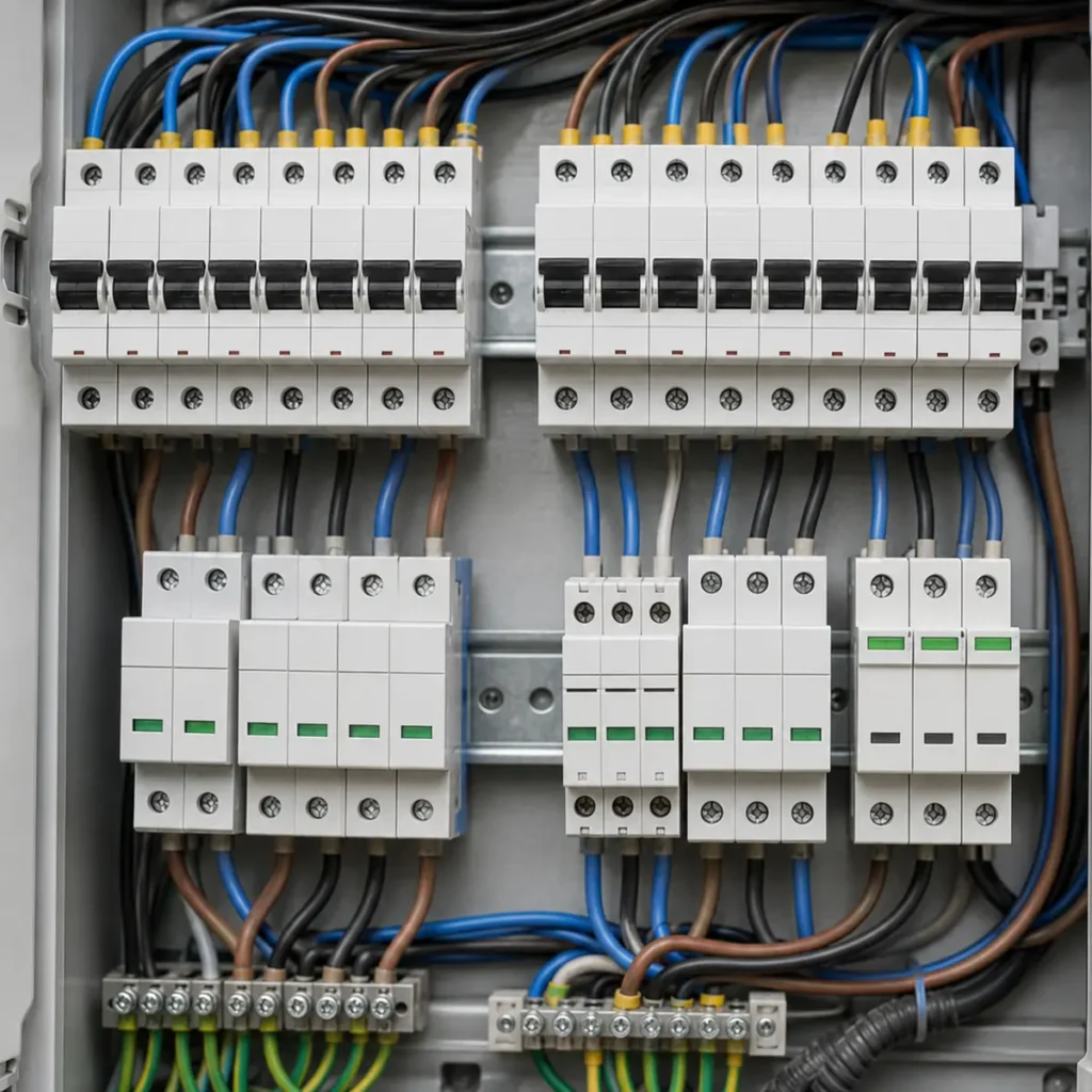 Interruptores y protecciones de tablero eléctrico para local comercial