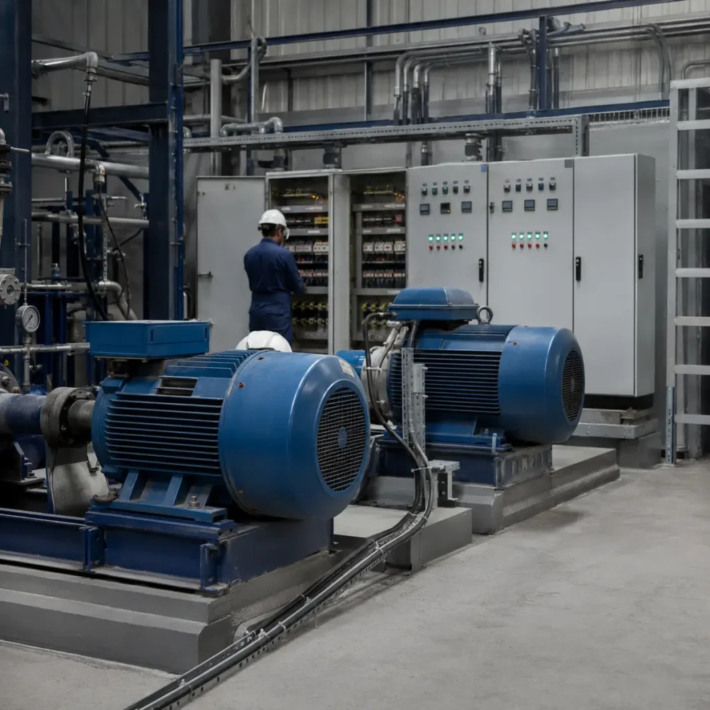 Planta industrial con sistema de compensación de factor de potencia