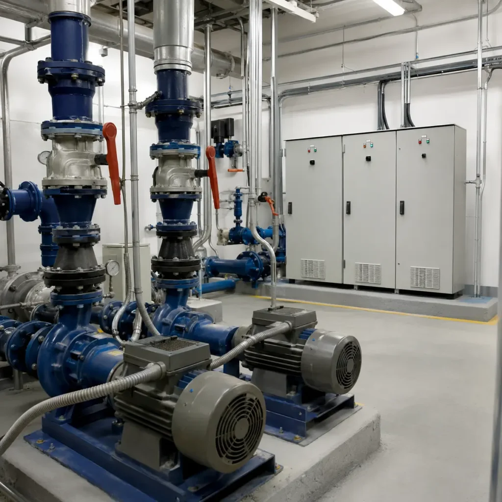 Sala de máquinas de edificio alimentada desde tablero eléctrico
