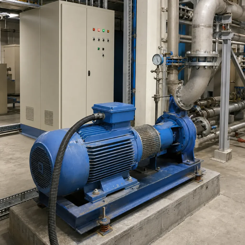 Motor trifásico industrial controlado por tablero de arranque estrella triángulo