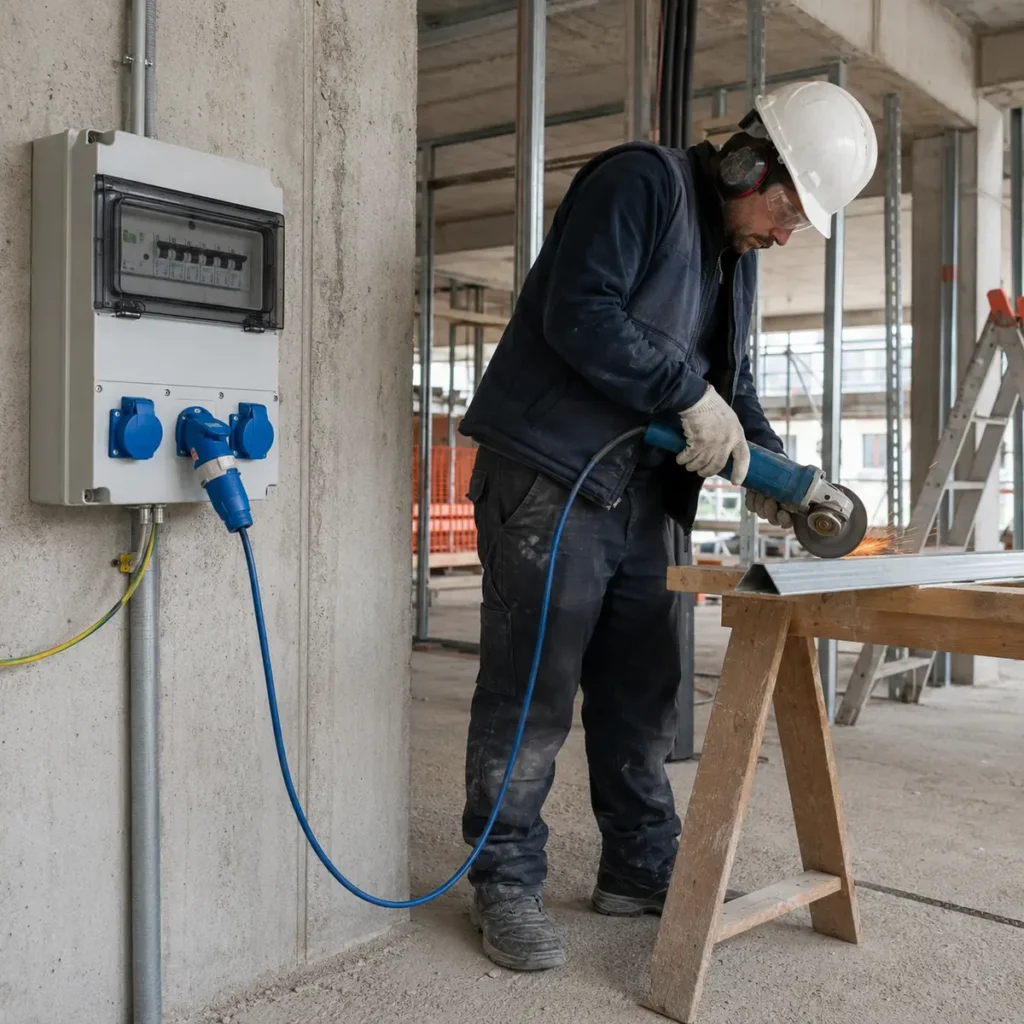 Herramienta eléctrica de obra alimentada por tablero de faena monofásico